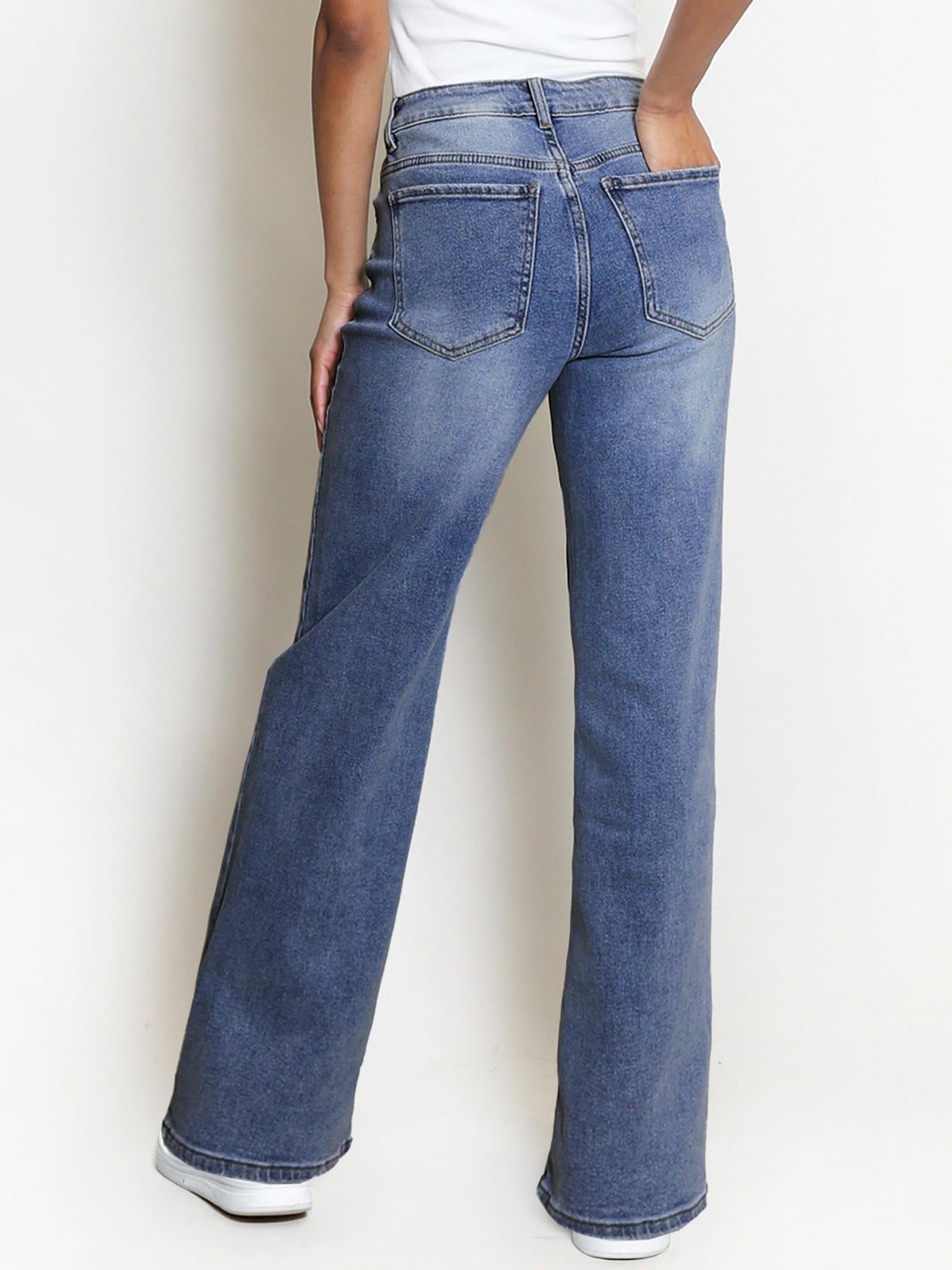 Women's High-Rise Stretch Denim Wide Leg Jeans