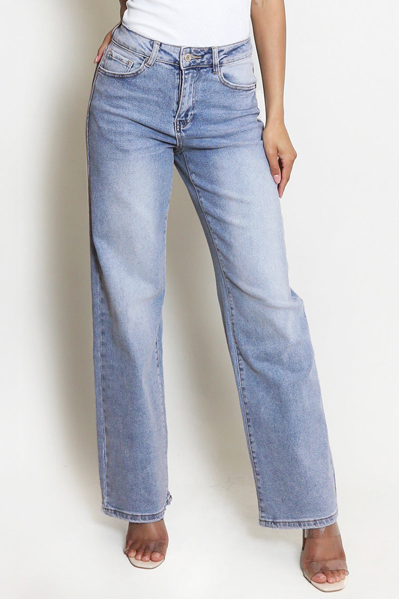 Women's High-Rise Stretch Denim Wide Leg Jeans