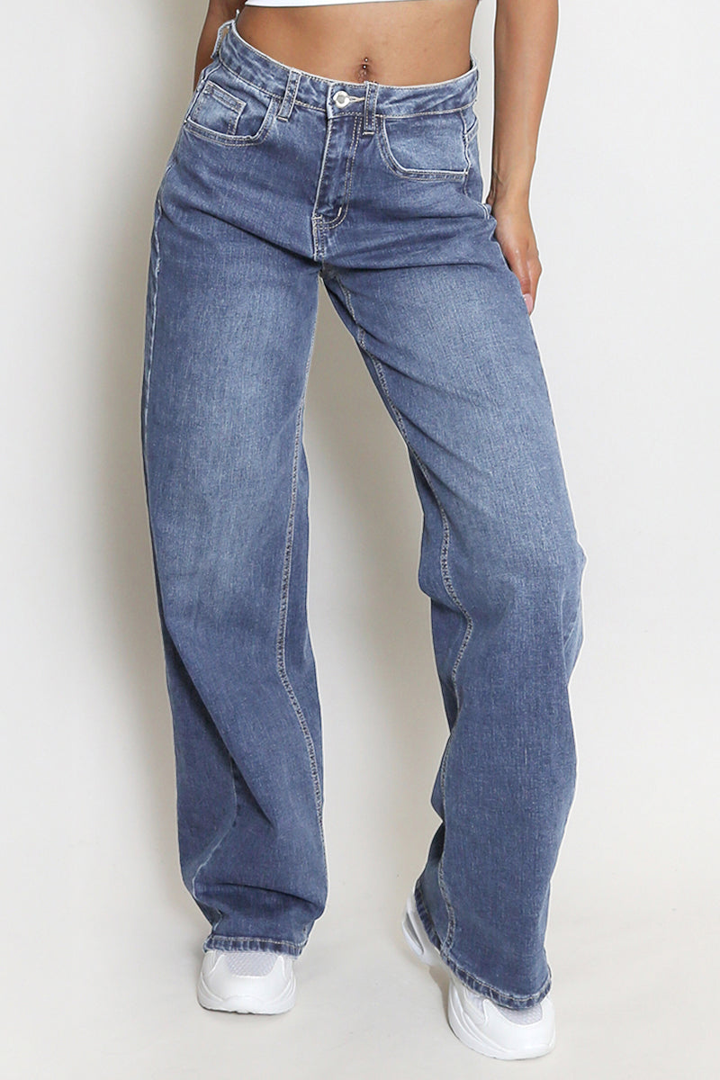 Women's High-Rise Stretch Denim Wide Leg Jeans