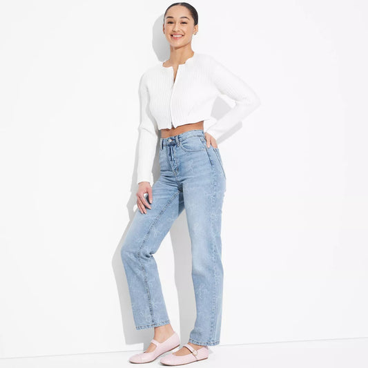 Women's High-Rise Straight Bow Jeans